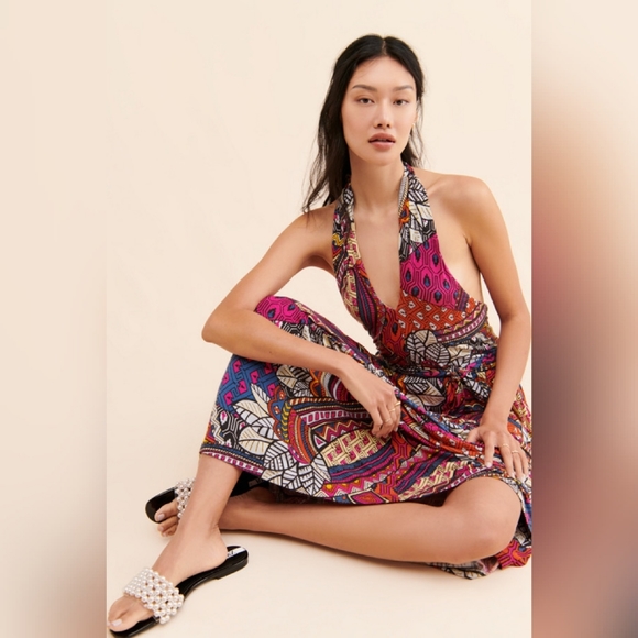 Anthropologie Maeve Cynthia halter Maxi dress BNWT - Picture 2 of 9